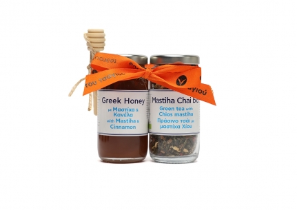 Άλειμμα μελιού κανέλα-μαστίχα και τσάι Μαστίχα Chai bio σε συσκευασία δώρου